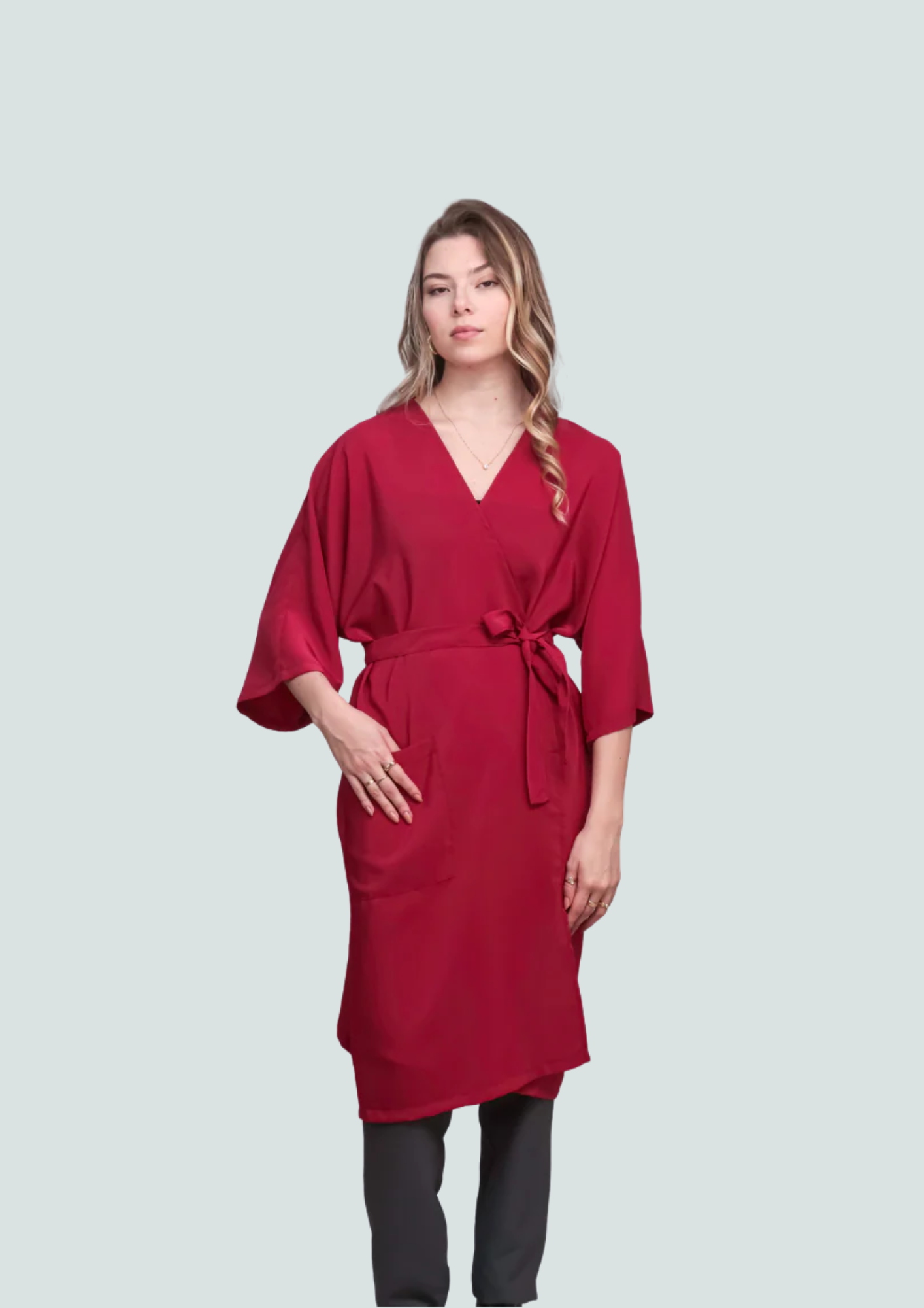 Bata de seda antimanchas para cliente