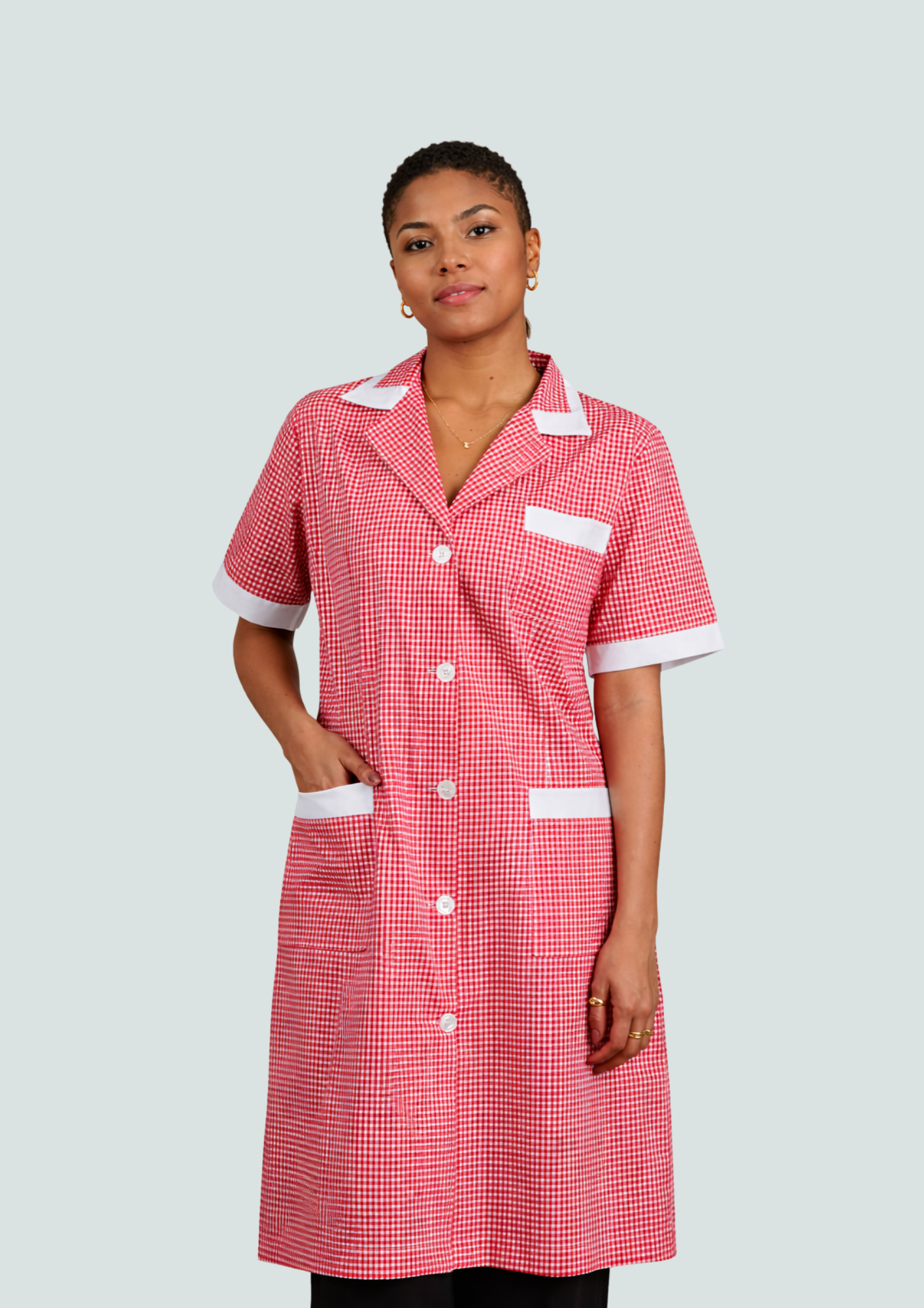 Vestido de dama a cuadros rosa York